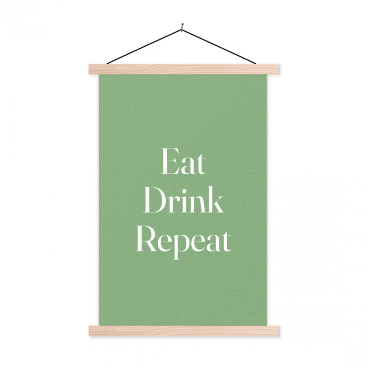 Eten - Drinken - Tekst - Mintgroen textielposter latten blank klein -3d