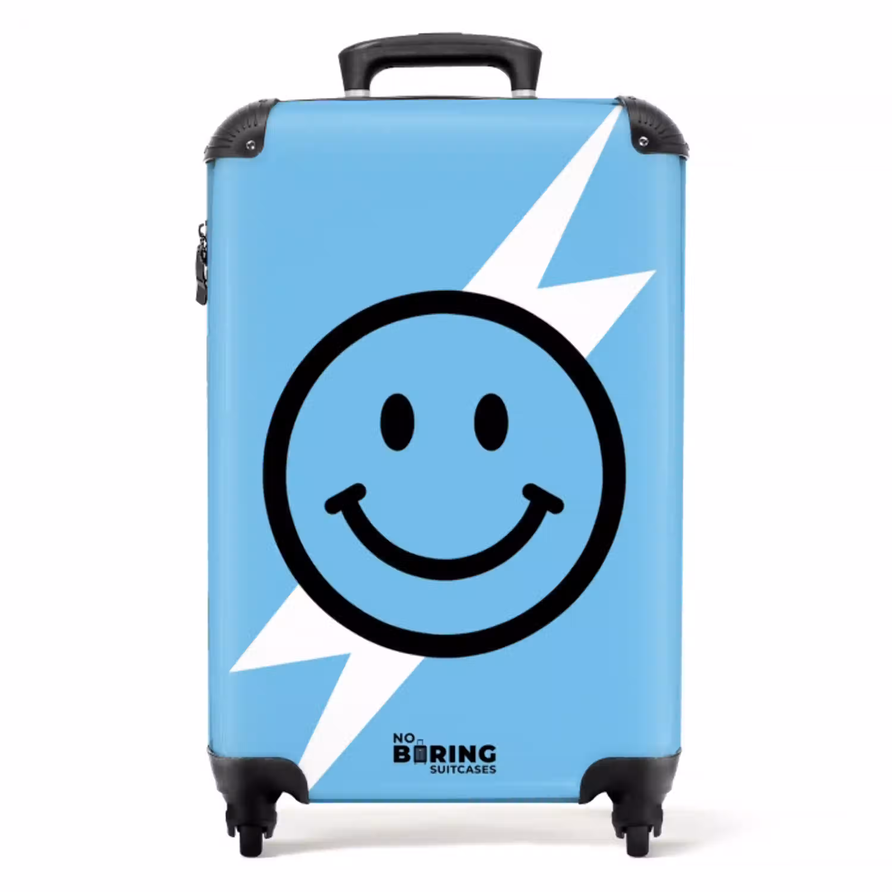 Smiley - Blauw - Bliksem NBS - Handbagage koffer - Volwassenen Unisex middel -productfoto_recht