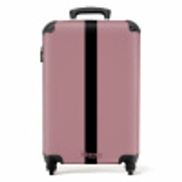 Minimal - Zacht oudroze met zwarte streep NBS - Handbagage koffer - Unisex middel -productfoto_recht