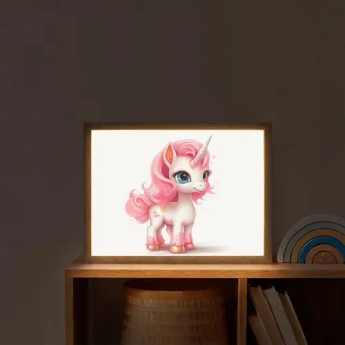 Unicorn - Meisjes - Kinderen - Eenhoorn - Roze Light Box met batterij (Wandlamp kind) middel -sfeer1_kind