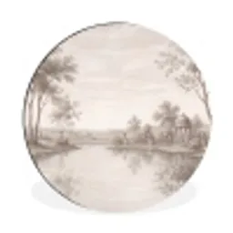 Terras - Water - Natuur - Landschap Wandcirkel aluminium klein -3d