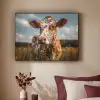 Koe - Bloemen - Weiland Textielframe zwart klein -sfeer1