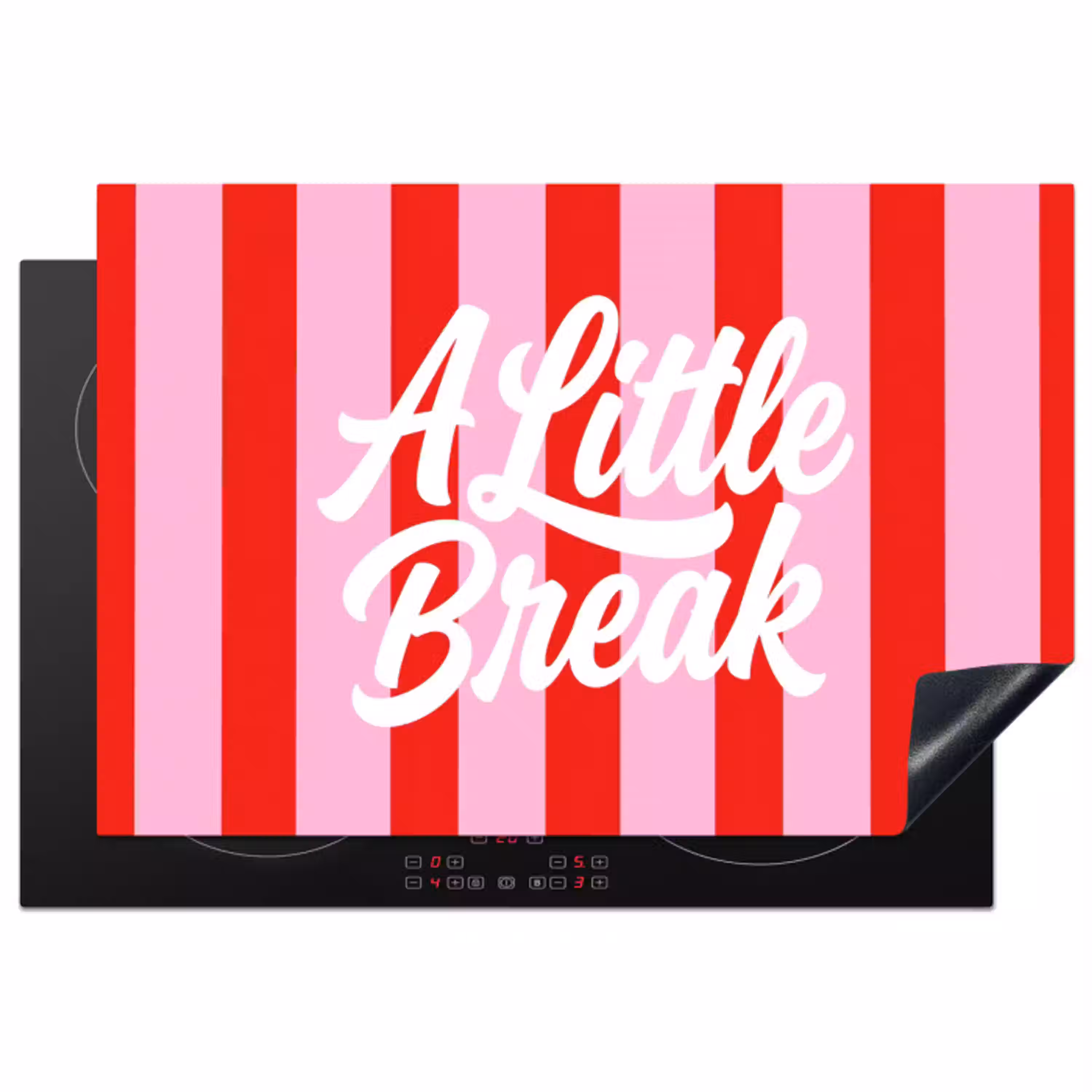 A Little Break - Strepen - Rood - Roze Inductie beschermer vinyl 3mm klein -3d