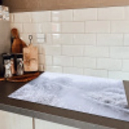 Rivier - Sneeuw - Bos - Winter - Schilderachtig Inductie beschermer vinyl 3mm klein -sfeer3