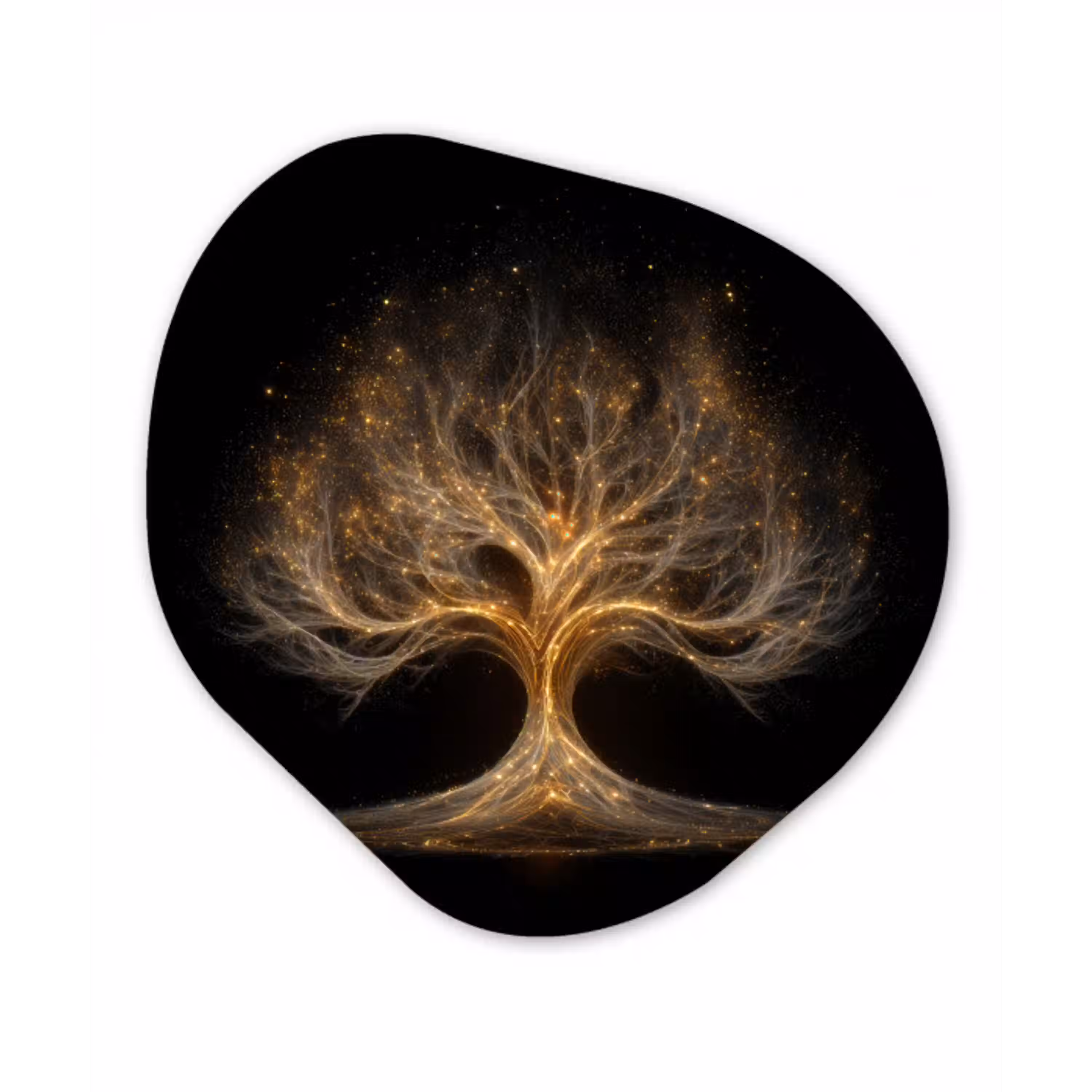 Lichtjes - Boom - Abstract - Zwart Wandcirkel Organisch Forex 3mm klein -3d