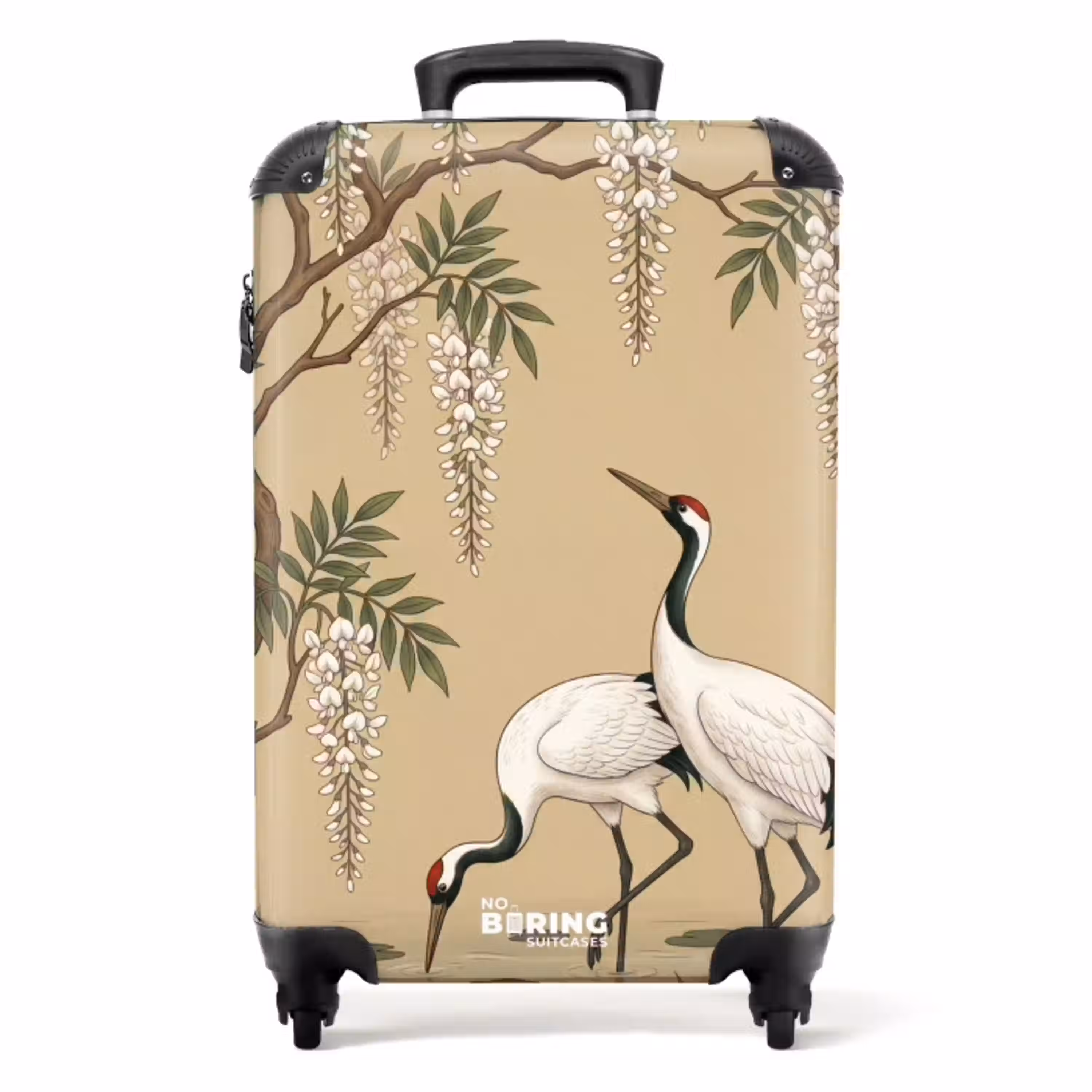 Kraanvogels - Water - Beige NBS - Handbagage koffer - Volwassenen Unisex middel -productfoto_recht