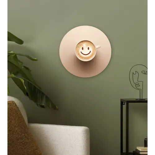 Koffie - Melkschuim - Lach - Beige Wandcirkel plexiglas klein -sfeer3