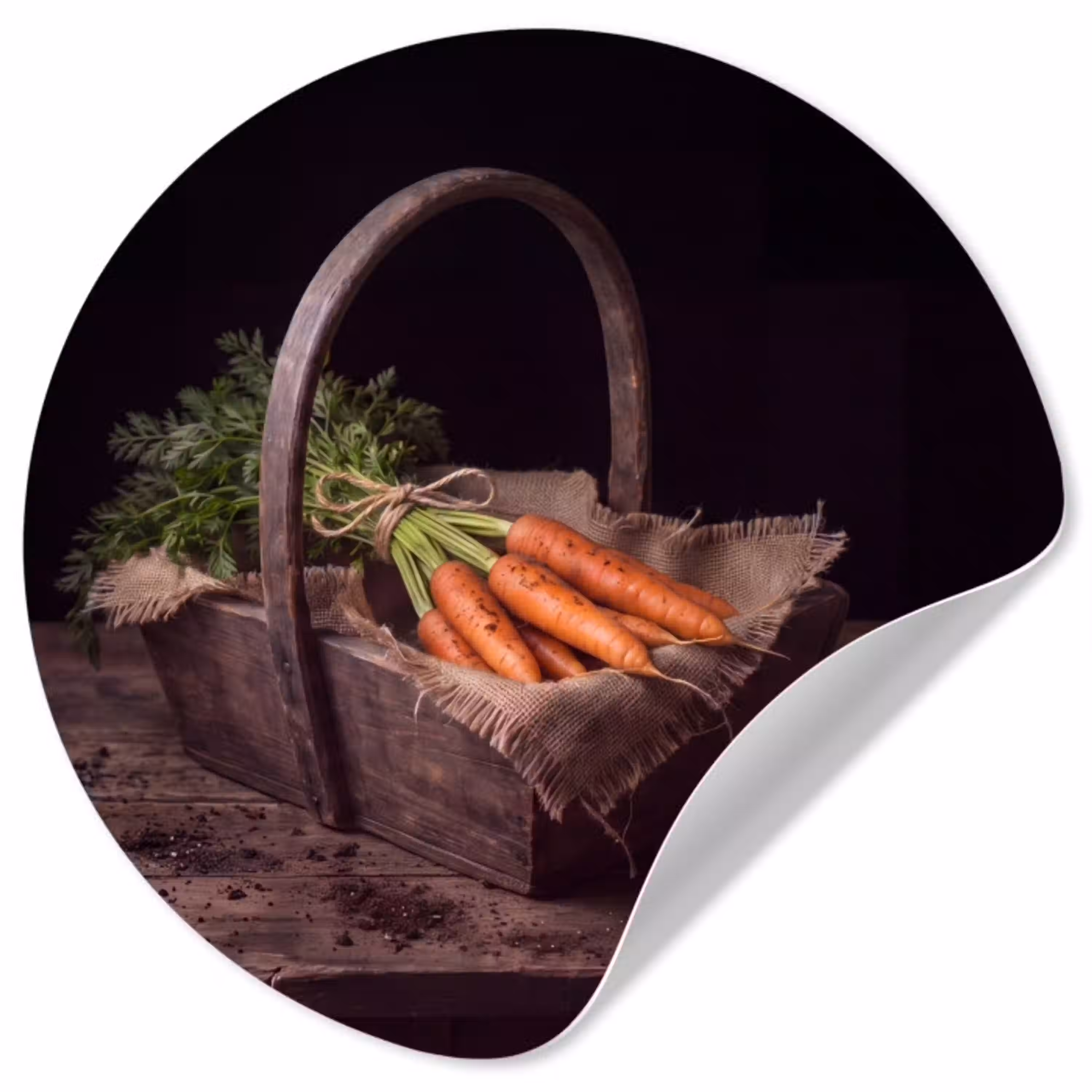 Wortels - Mand - Eten Wandcirkel behangsticker klein -3d