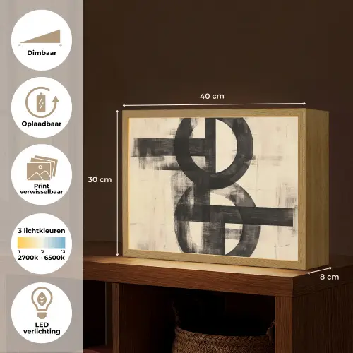 Cirkels - Balken - Zwart - Abstract Light Box met batterij (Wandlamp) middel -USP_websiteoverzichtNL
