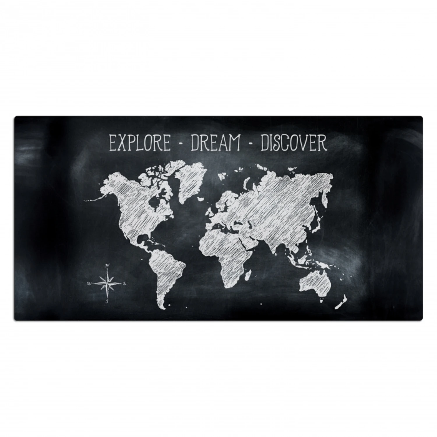 Wereldkaart - Krijtbord - Quote Muismat XXL klein -3d_leeg