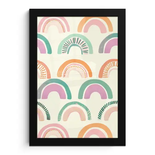 Regenboog - Pastel - Patroon fotolijst zwart zonder passe partout klein -3d