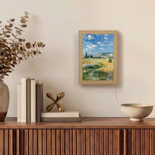 Landschap - Strobalen - Bergen - Wolken Light Box met kabel (Tafellamp) klein -sfeer2