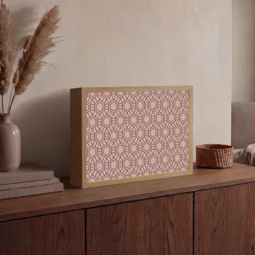 Strak - Patroon - Roze - Donkerblauw Light Box met batterij (Wandlamp) middel 907 -sfeer2