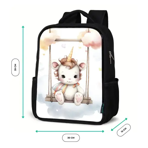 Eenhoorn - Dier - Kinderen - Unicorn Rugzak - Zwart middel -productfoto_formaten