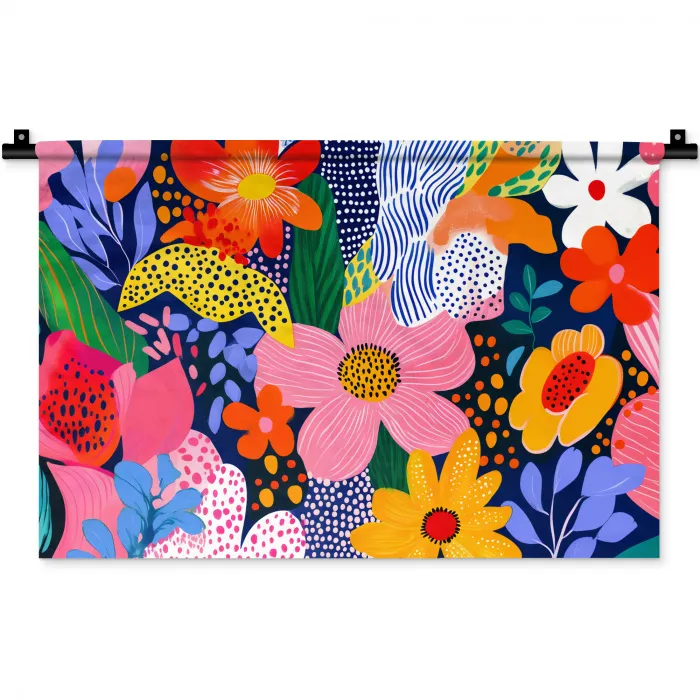 Kleurrijk - Bloemen - Abstract - Stippen Wandkleed katoen klein -zz3d