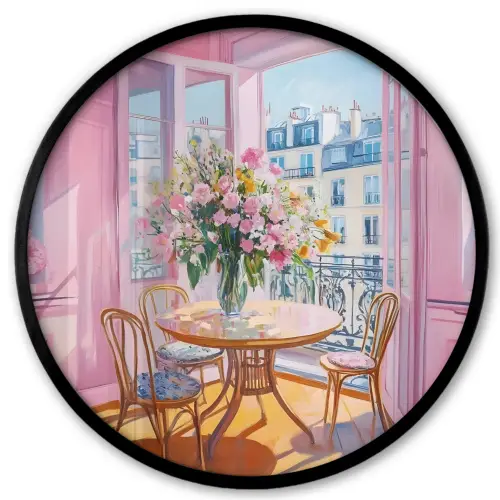 Pink - City - Bloemen Fotolijst rond zonder passe partout klein -3d