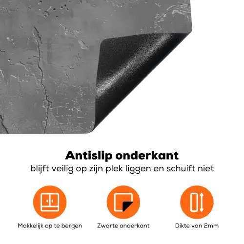 Beton - Grijs - Abstract - Betonlook Inductie beschermer vinyl 3mm klein -zzzzzzz-td-onderkant