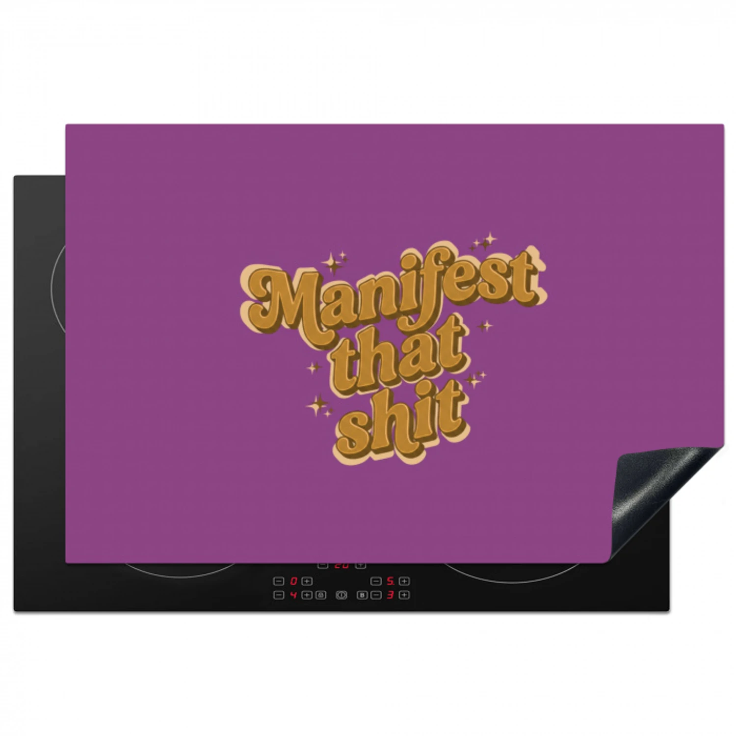 Manifest that shit - Paars - Glitter Inductie beschermer vinyl 3mm klein -3d