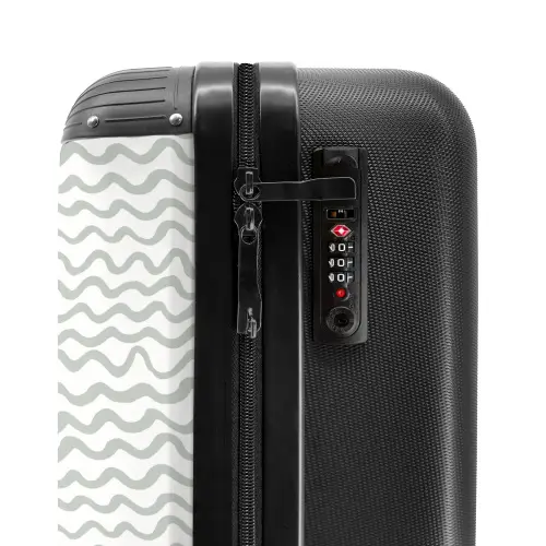 Grijze golflijnen op wit NBS - Handbagage koffer - Volwassenen Unisex middel -slot