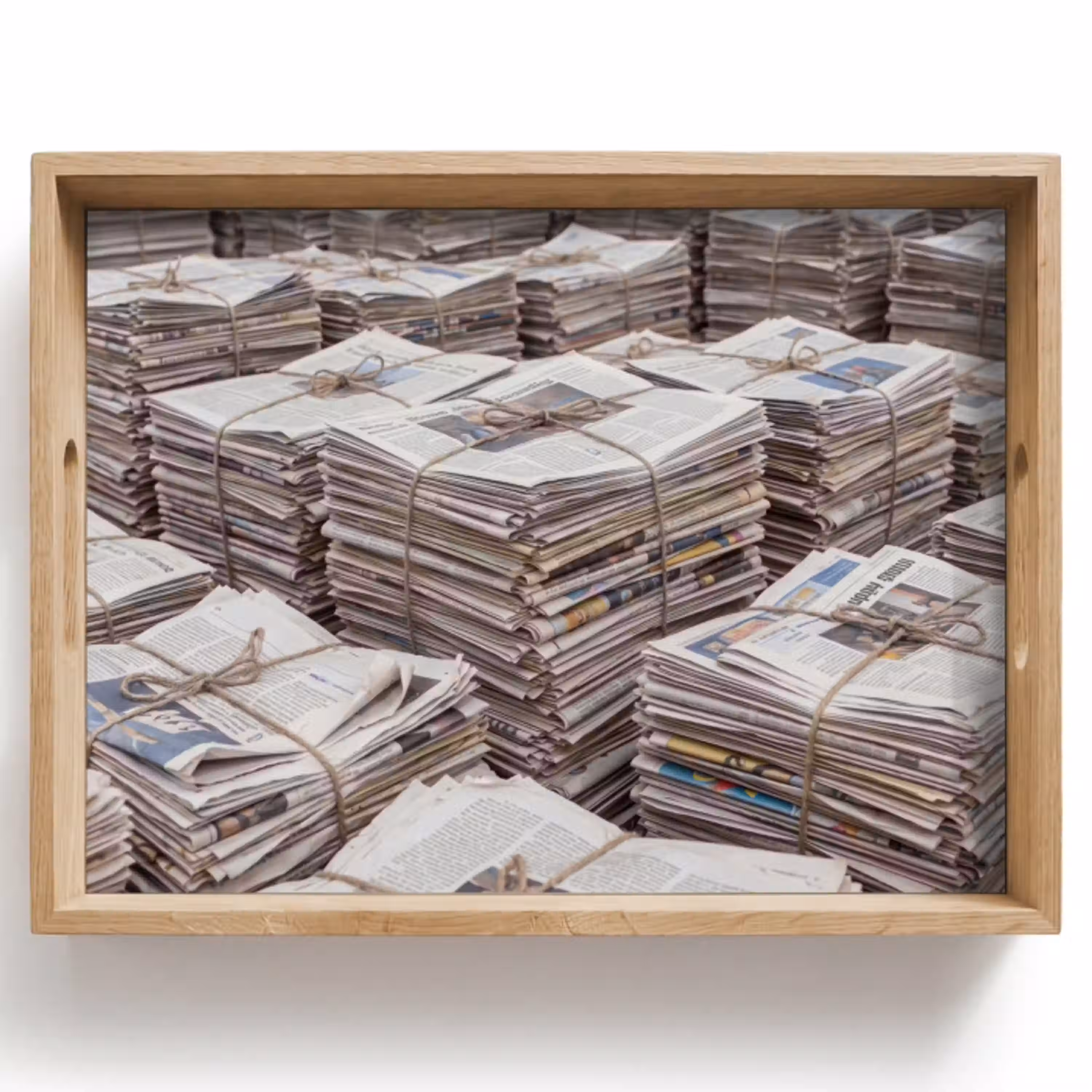 Kranten - Stapels - Touw - Informatie - Vintage Dienblad Rechthoek middel -z3d_shopping