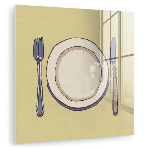 Illustratie - Bord - Bestek - Beige plexiglas 5mm klein -zzzproduct_nieuw
