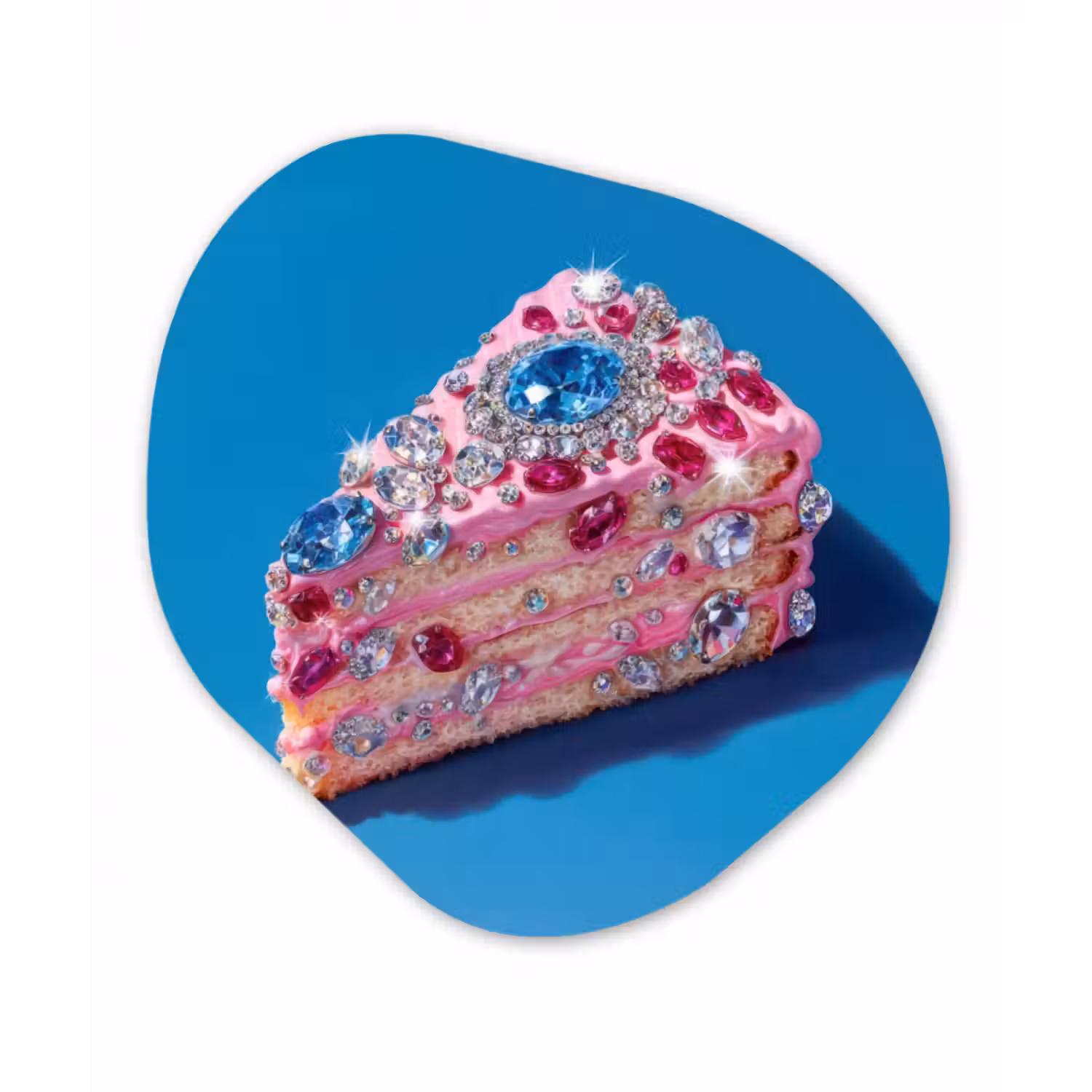 Glasbild Organische Form - Torte - Edelsteine - Glitzer - Rosa