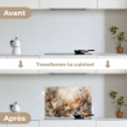 Abstract - Beige - Verf - Kunst - Natuur - Bloemen keuken achterwand spatscherm klein -voor_na_FR