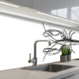 Kreeft - Zwart - Wit keuken achterwand 2 middel -3d_schuin