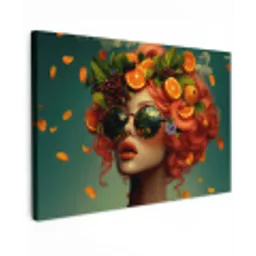 Vrouw - Sinaasappel - Bessen - Oranje Tuinposter op houten frame 2 cm dik klein -3d