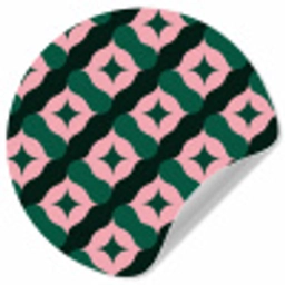 Groen - Roze - Retro - Sterren Wandcirkel behangsticker klein 186 -3d