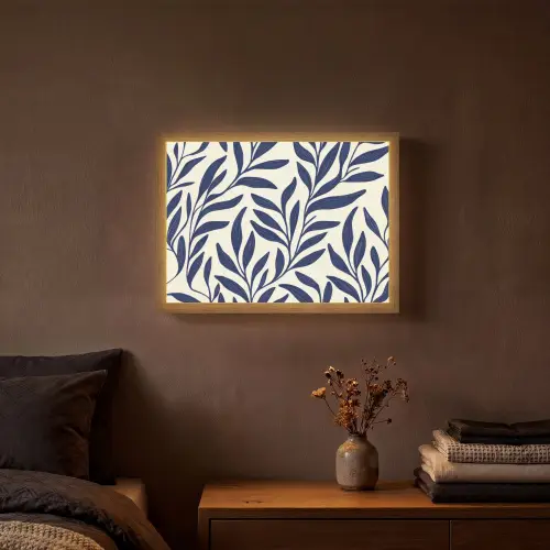 Bladeren - Klimop - Donkerblauw Light Box met batterij (Wandlamp) middel -sfeer4