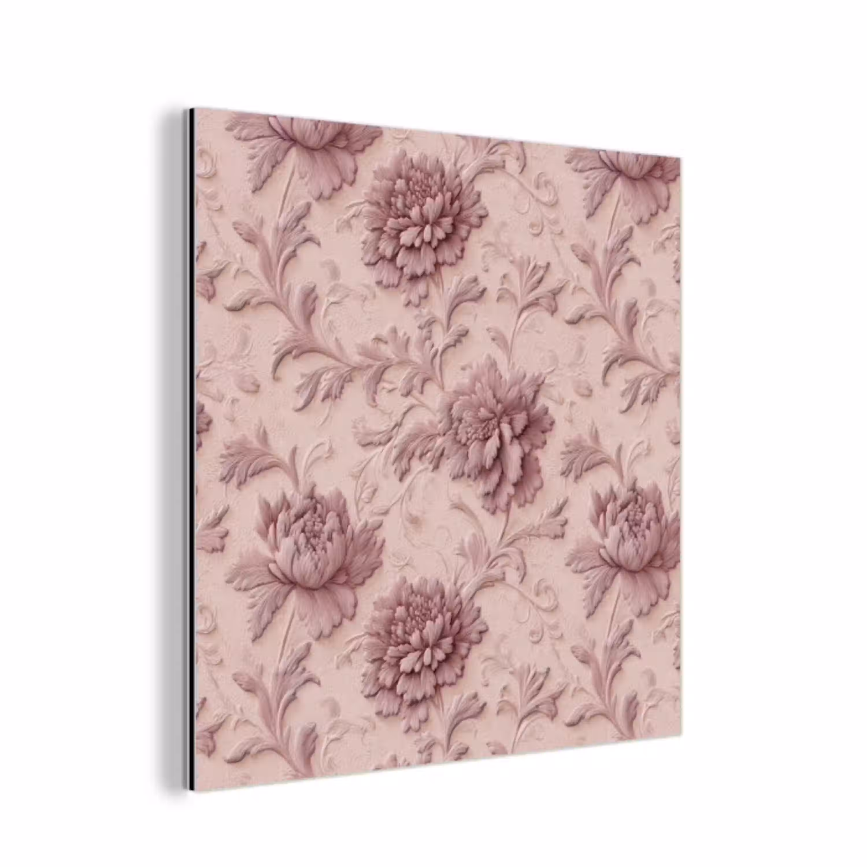 Reliëf - Pioenrozen - Roze aluminium wit klein 46 -3d
