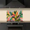 Tropisch - Bladeren - Zwart - wit keuken achterwand spatscherm klein -sfeer1