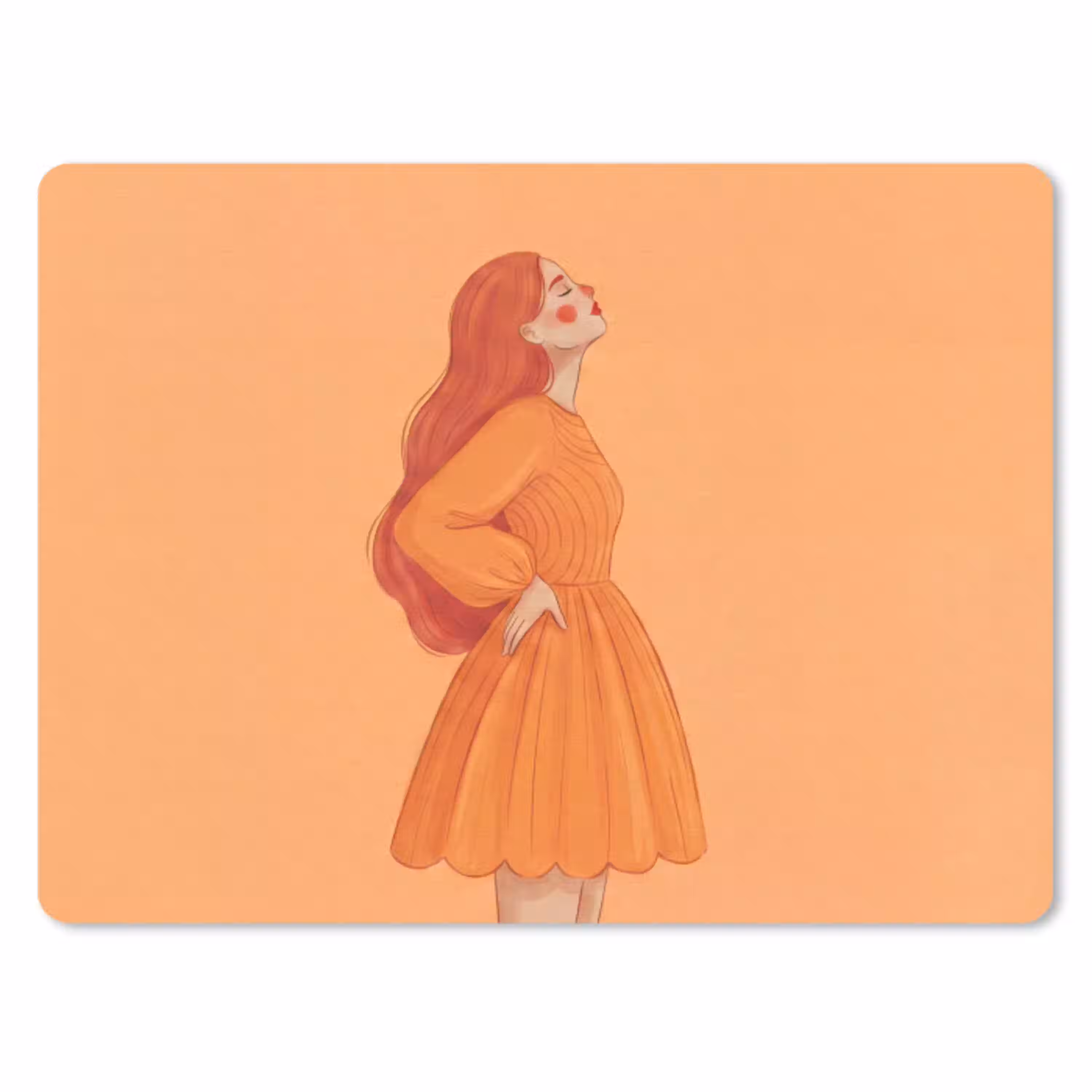 Vrouw - Profiel - Mensen - Modern - Oranje muismat rubber klein -3d