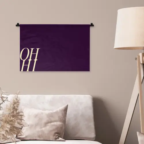 Oh hi - Paars - Cursief Wandkleed katoen klein -sfeer4