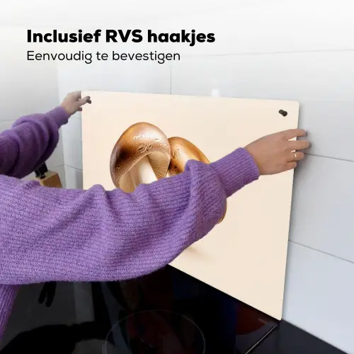 Champignons - Zacht - Beige Inductie beschemer met haakjes klein -ky-ophangen-nl