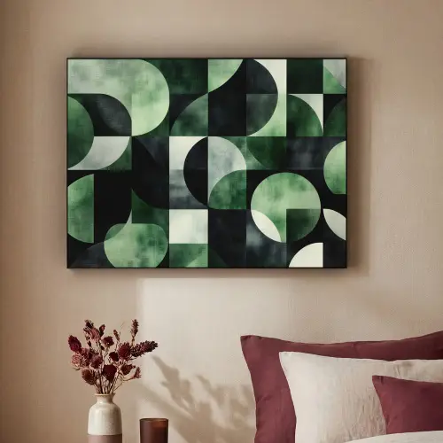 Abstract - Groen - Vormen Textielframe zwart klein -sfeer1