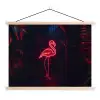 Flamingo - Roze - Neon - Licht textielposter latten blank klein -3d