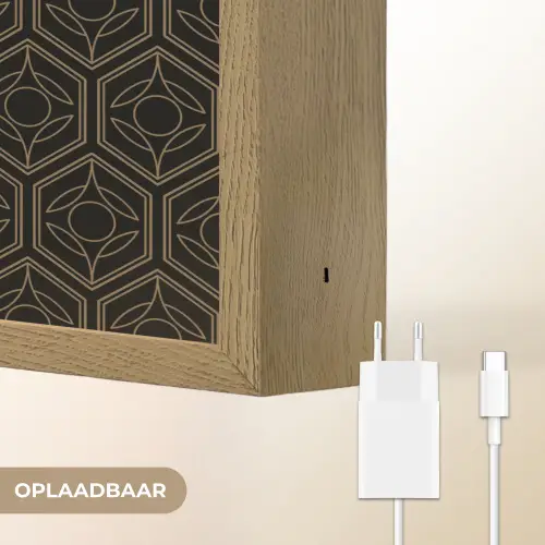Zwart - Goud - Bloemenkern Light Box met batterij (Wandlamp) middel 907 -USP_websiteoplaadbaarNL