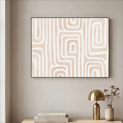 Decoratief - Labyrint - Beige Textielframe - compleet frame klein -sfeer2
