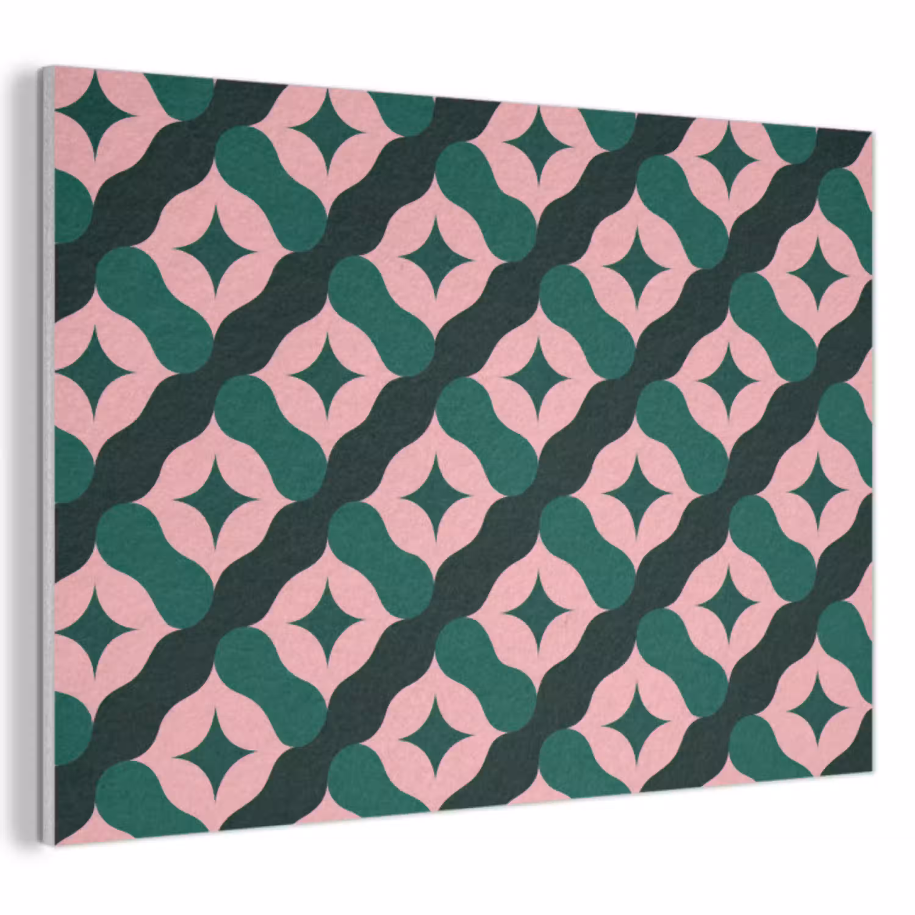 Groen - Roze - Retro - Sterren PET vilt klein 837 -3d