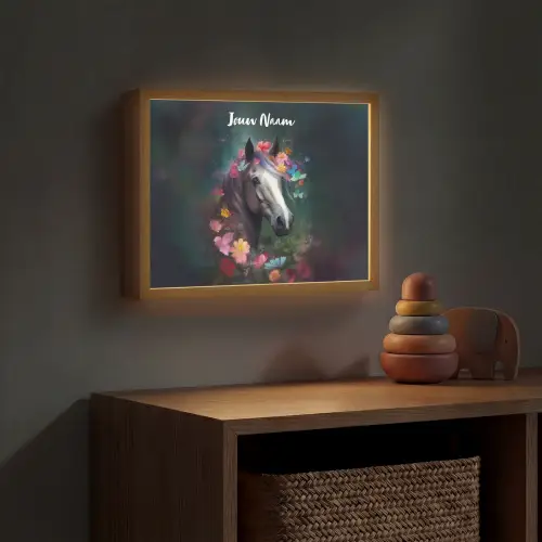 Paard - Natuur - Bloemen - Bos - Dieren Light Box met batterij (Wandlamp kind) middel -sfeer5_kind