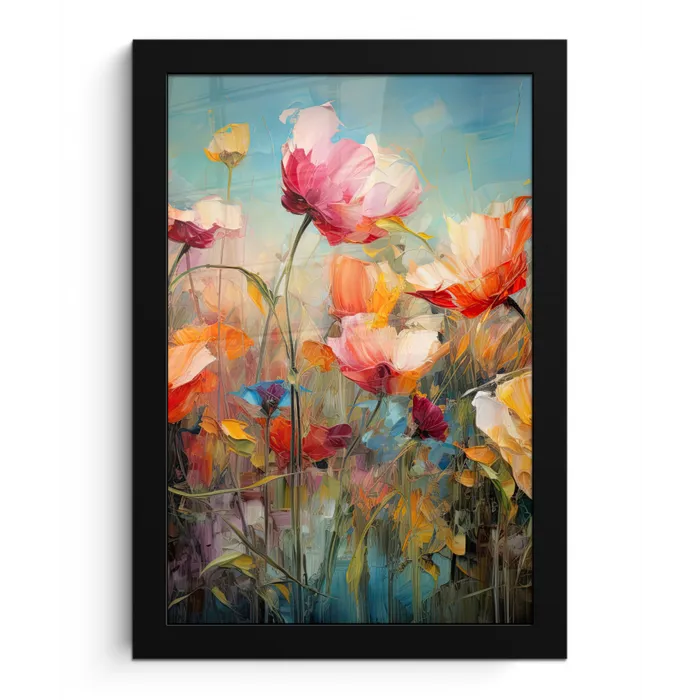 Bloemen - Watercolor - Kunst - Botanisch - Natuur fotolijst zwart zonder passe partout klein -3d