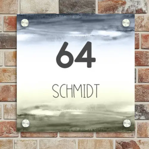 Aquarelachtergrond - Modern Naambord Vierkant klein -sfeer2