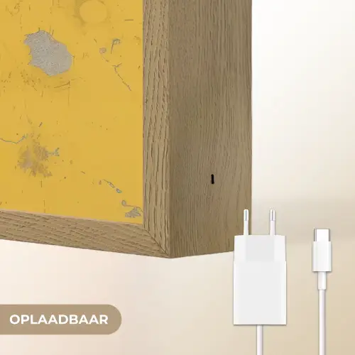 Street art - Meisje - Geel - Banksy Style Light Box met batterij (Wandlamp) middel -USP_websiteoplaadbaarNL
