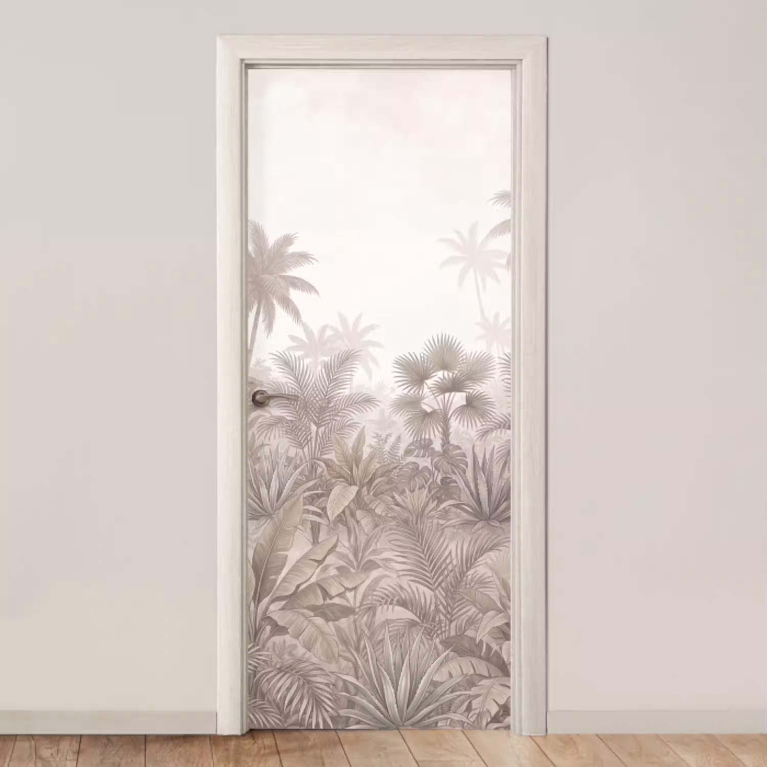 Jungle - Tropisch - Natuur -Vintage - Beige deurposter klein -3d_beige