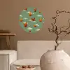 Dinosaurussen - Wolken - Sterren - Oranje Wandcirkel behangsticker klein -sfeer1
