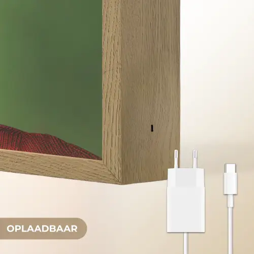 Vrouw - Groen - Bril - Aesthetic - Modern Light Box met batterij (Wandlamp) middel -USP_websiteoplaadbaarNL