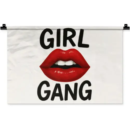 Lip - Girl - Rood - Letters Wandkleed katoen klein -zz3d