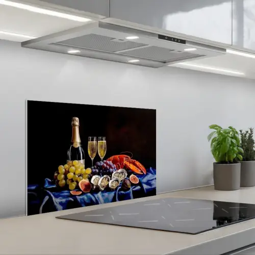 Champagne - Luxe - Oesters keuken achterwand spatscherm klein -3d_schuin